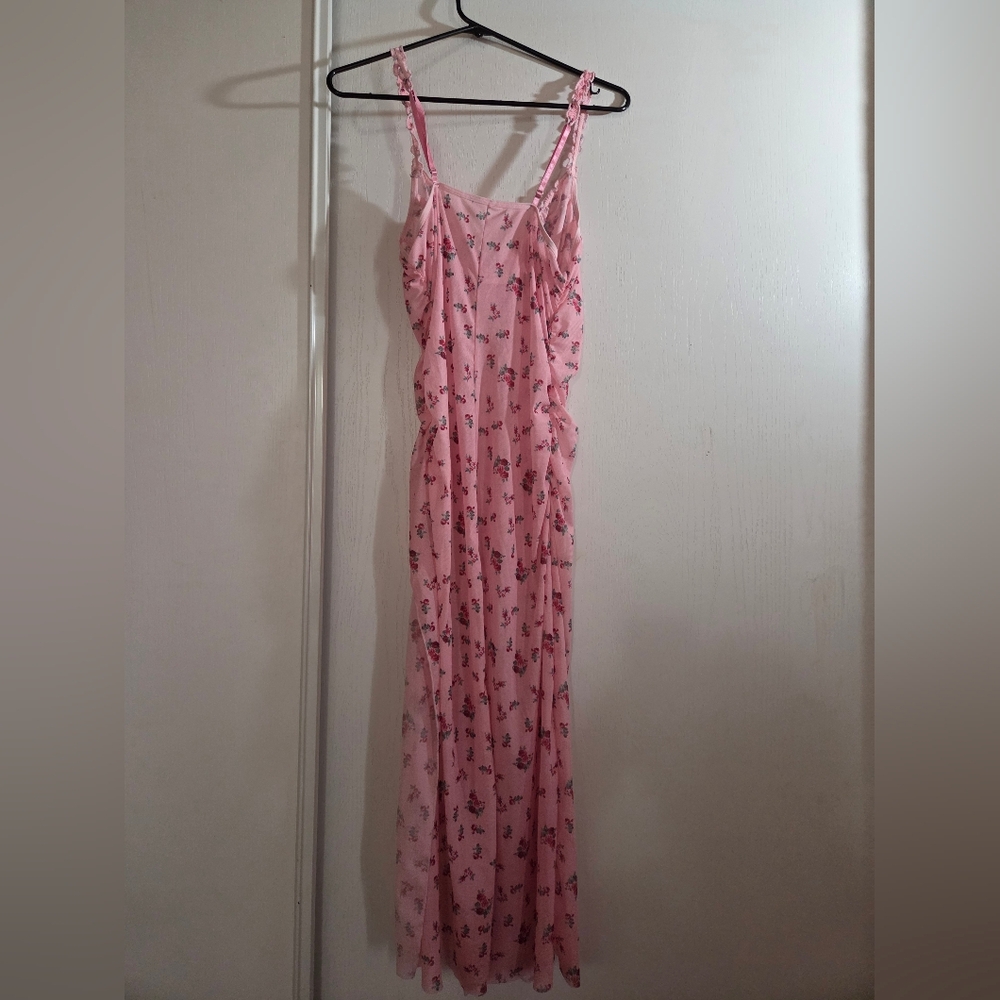 🌹 VIRAL Rose Print Mesh Ruched Lingerie Gown 🌹 - Picture 4 of 5